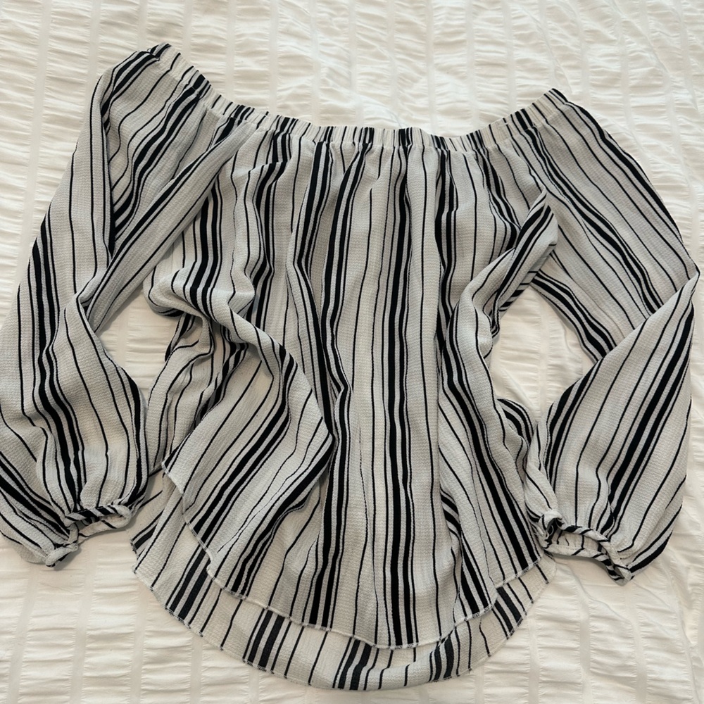 Striped black & white off the shoulder top